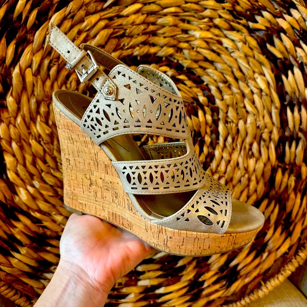 Guess Gold Wedges Size 8